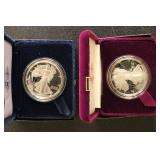 US Silver Eagles set of 2 Proofs in original boxes