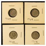 US Silver Coins 6 Washington Quarters & 8 Mercury