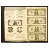 US Paper Money Uncut Sheets of 4 including 1985 $1
