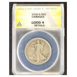 1916-S Walking Liberty Half Dollar Graded G4 Detai