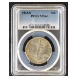 1943-S Walking Liberty Half Dollar Graded MS64 by