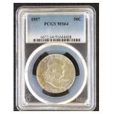 1957 Franklin Half Dollar Graded MS64