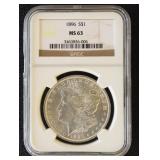 1896 Morgan Silver Dollar Graded MS63 by NGC