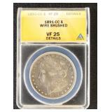 1891-CC Morgan Silver Dollar Graded VF25 Details (