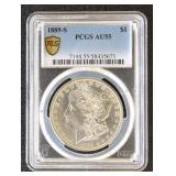 1889-S Morgan Silver Dollar Graded AU55 by PCGS