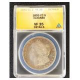 1892-CC Morgan Silver Dollar Graded VF35 Details (