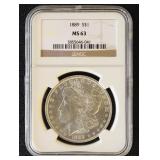 1889 Morgan Silver Dollar Graded MS63 by NGC