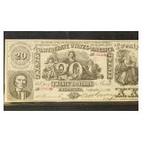 1861 T-20 Confederate States Currency Twenty Dolla