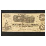 1862 T-40 Confederate States Currency One Hundred