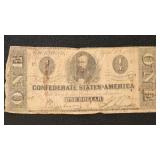 1863 T-55 Confederate States Currency One Dollar N