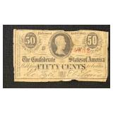 1863 T-63 Confederate States Currency Fifty Cent N