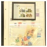 Worldwide Stamps on Pages and bags, mix of countri