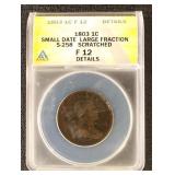 US Coins 1803 Large Cent Small Date Large Fraction