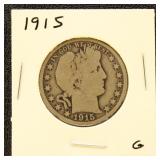 US Coins 1915 Half Dollar - Barber KEY DATE