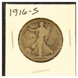 US Coins 1916-S Half Dollar - Walking Liberty