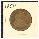 US Coins 1854 Half Dollar - Seated Liberty