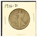 US Coins 1916-D Half Dollar - Walking Liberty