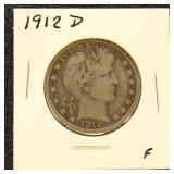 US Coins 1912-D Half Dollar - Barber