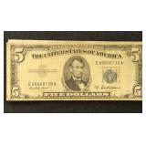 US Paper Money 1953 5 Bills Silver Certificates bl