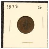 US Coins 1873, 1876, 1878 Indian Head Cent