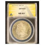 US Coins 1879-S Dollar - Morgan ANACS MS 63
