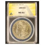 US Coins 1890-S Dollar - Morgan ANACS MS 61