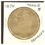 US Coins 1874 Dollar - Trade damaged