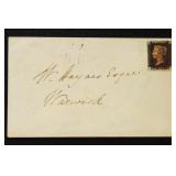 Great Britain Scott #1, SG #2 Penny Black on Cover