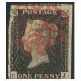 Great Britain Stamps #1 Used Penny Black CV $375