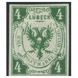 Lubeck Stamp 1872 Reprint of #5 Mint No Gum CV $24