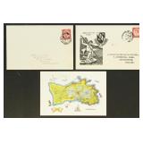 Herm Island Stamps on 2 Covers & 1 Card, all tied