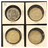 US Silver Coins 4 1964 Kennedy Half Dollars, BU &