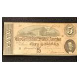 T-69 CSA $5 Serial #90312 Confederate States Curre