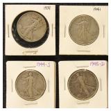 US Silver Coins 4 Walking Liberty Half Dollars, ci