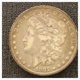 US Silver Coin 1881 Morgan Silver Dollar, circulat
