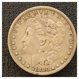 US Silver Coin 1880-S Morgan Silver Dollar, circul