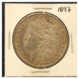 US Silver Coin 1897 Morgan Silver Dollar, circulat