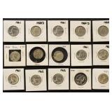 US Silver Coins 44 Silver Washington Quarters, cir