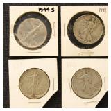 US Silver Coins 4 Walking Liberty Half Dollars, ci
