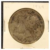 US Silver Coin 1924 Peace Silver Dollar, circulate