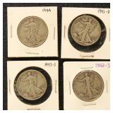 US Silver Coins 4 Walking Liberty Half Dollars, ci