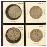 US Silver Coins 4 Walking Liberty Half Dollars, ci