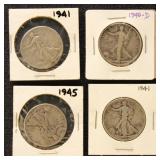 US Silver Coins 4 Walking Liberty Half Dollars, ci