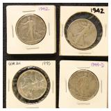 US Silver Coins 4 Walking Liberty Half Dollars, ci