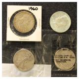 US Silver Coins 4 Silver Half Dollars, circulated