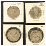 US Silver Coins 4 Walking Liberty Half Dollars, ci