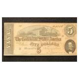 T-69 CSA $5 Serial #90308 Confederate States Curre