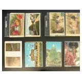 US Postcards on pages & loose, includes some early