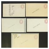 US Postal Stationery 5 1907-1916 Specimen Entires