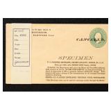 US Postal Stationery 1870s Specimen Entire